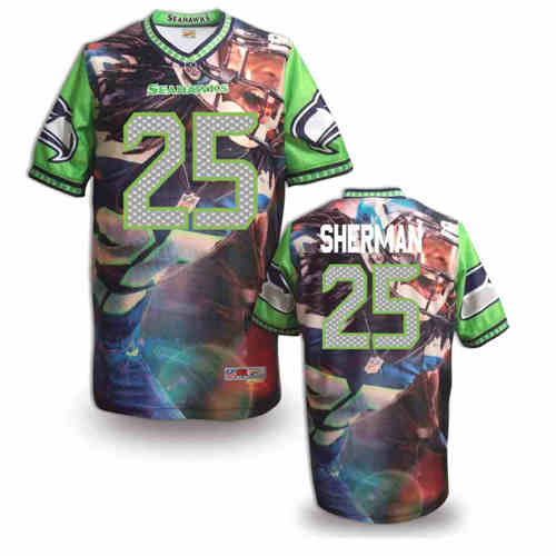 New Seattle Seahawks #25 Richard Sherman Team Color NFL Elite Fanatical Version Jersey