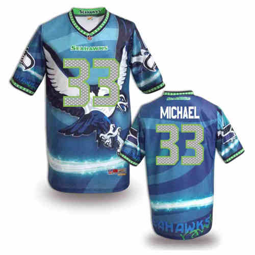 New Seattle Seahawks #33 Christine Michael Team Color Elite Fanatical Version Jerseys