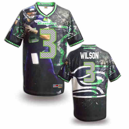 New Seattle Seahawks 3 Russell Wilson Team Color NFL Elite Fanatical Version Jerseys