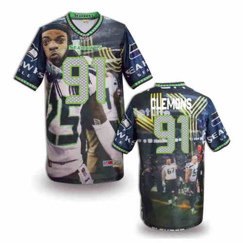 New Seattle Seahawks #91 Chris Clemons Team Color NFL Elite Fanatical Version Jersey New Seattle Seahawks #91 Chris Clemons Team Color NFL Elite Fanatical Version Jersey