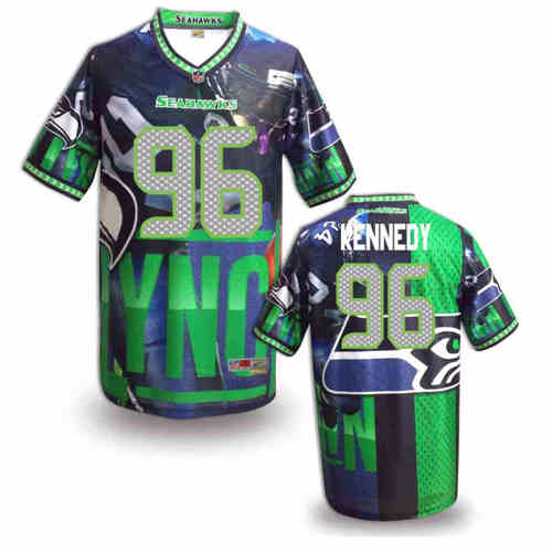 New Seattle Seahawks #96 Cortez Kennedy Team Color Elite Fanatical Version Jerseys