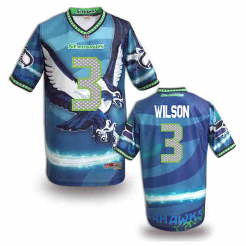 New Seattle Seahawks 3 Russell Wilson Team Color Elite Fanatical Version Jerseys