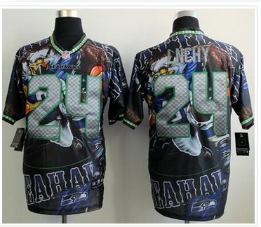 NEW Seahawks #24 Marshawn Lynch Team Color NFL Elite Fanatical Version Jersey