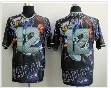 NEW Seahawks #12 Fan Team Color NFL Elite Fanatical Version Jersey