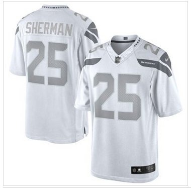 New Seattle Seahawks #25 Richard Sherman White Platinum Jersey New Seattle Seahawks #25 Richard Sherman White Platinum Jersey