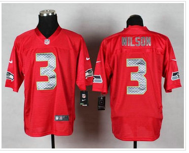 Seattle Seahawks #3 Russell Wilson Red NFL Elite QB Practice Jersey