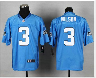 Seattle Seahawks #3 Russell Wilson Light Blue NFL Elite Jersey