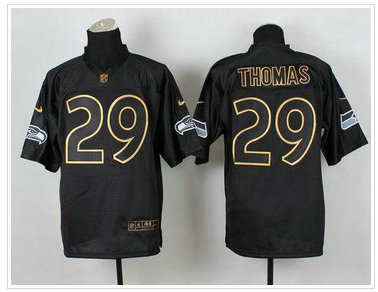 Seattle Seahawks #29 Earl Thomas III Black Gold No. Fashion NFL Elite Jersey