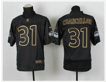 Seattle Seahawks #31 Kam Chancellor Black Gold No. Fashion NFL Elite Jersey Seattle Seahawks #31 Kam Chancellor Black Gold No. Fashion NFL Elite Jersey