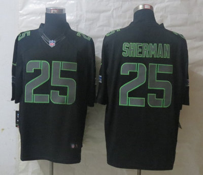 NEW NFL Seattle Seahawks 25 Richard Sherman Black Jerseys(Impact Limited)