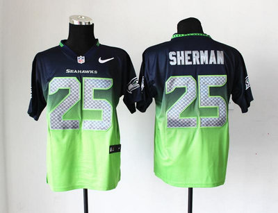 NEW Seattle Seahawks 25 Richard Sherman Blue Green Drift Fashion II Elite NFL Jerseys NEW Seattle Seahawks 25 Richard Sherman Blue Green Drift Fashion II Elite NFL Jerseys
