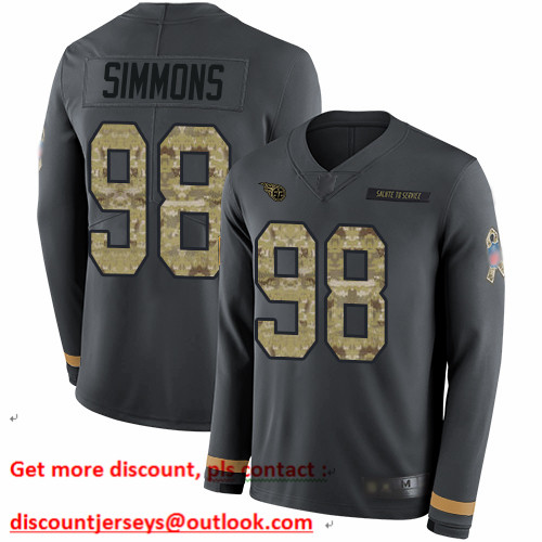 Titans #98 Jeffery Simmons Anthracite Salute to Service Men's Stitched Football Limited Therma Long Sleeve Jersey