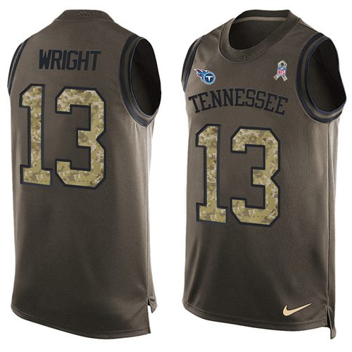 Nike Titans #13 Kendall Wright Green Men's Stitched NFL Limited Salute To Service Tank Top Jersey Nike Titans #13 Kendall Wright Green Men's Stitched NFL Limited Salute To Service Tank Top Jersey