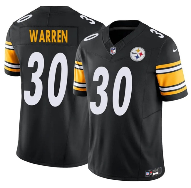 Men's Pittsburgh Steelers #30 Jaylen Warren Black 2025 F.U.S.E. Vapor Untouchable Limited Stitched Jersey Men's Pittsburgh Steelers #30 Jaylen Warren Black 2025 F.U.S.E. Vapor Untouchable Limited Stitched Jersey