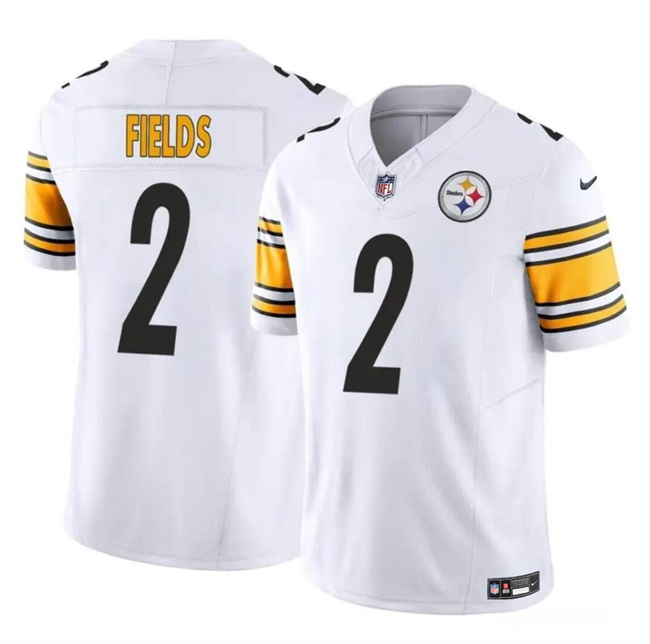 Men's Pittsburgh Steelers #2 Justin Fields White 2024 F.U.S.E.Vapor Untouchable Limited Stitched Jersey Men's Pittsburgh Steelers #2 Justin Fields White 2024 F.U.S.E.Vapor Untouchable Limited Stitched Jersey