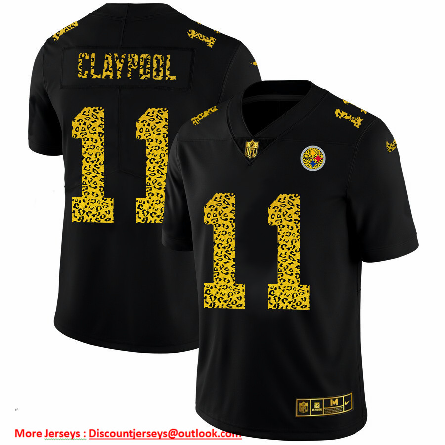 Pittsburgh Steelers #11 Chase Claypool Men's Nike Leopard Print Fashion Vapor Limited NFL Jersey Black