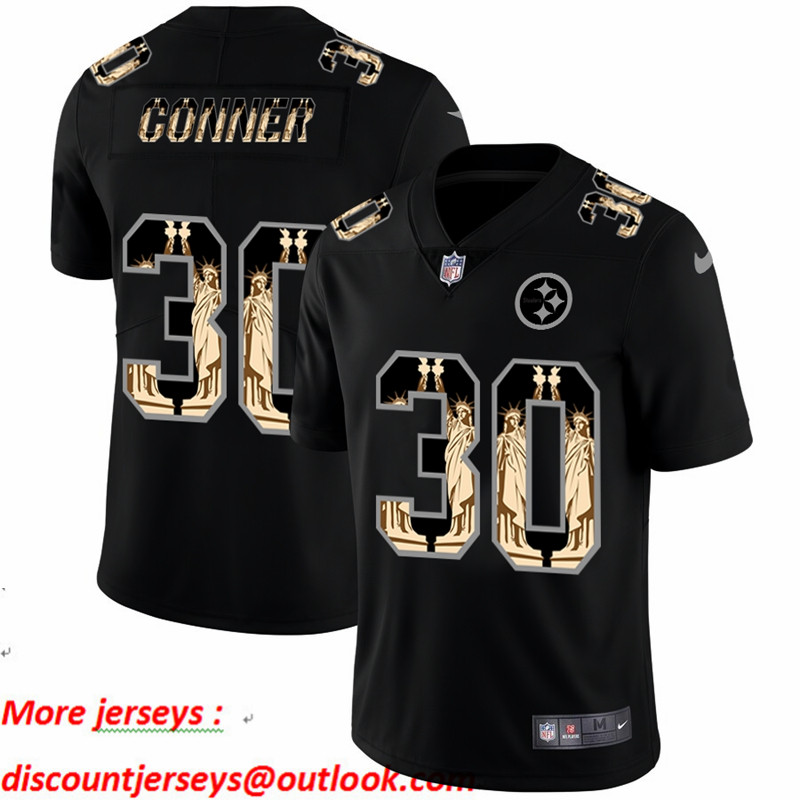Nike Steelers 30 James Conner Black Statue Of Liberty Limited Jersey