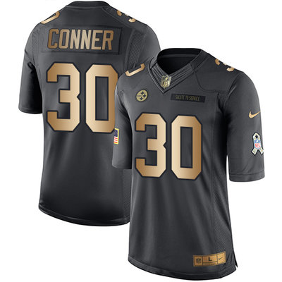 Nike Steelers #30 James Conner Black Men's Stitched NFL Limited Gold Salute To Service Jersey Nike Steelers #30 James Conner Black Men's Stitched NFL Limited Gold Salute To Service Jersey