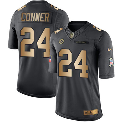Nike Steelers #24 James Conner Black Men's Stitched NFL Limited Gold Salute To Service Jersey Nike Steelers #24 James Conner Black Men's Stitched NFL Limited Gold Salute To Service Jersey
