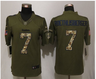 Nike Pittsburgh Steelers #7 Ben Roethlisberger Green Salute To Service Limited Jersey