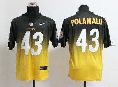NEW Pittsburgh Steelers 43 Troy Polamalu Black Yellow Drift Fashion II Elite NFL Jerseys