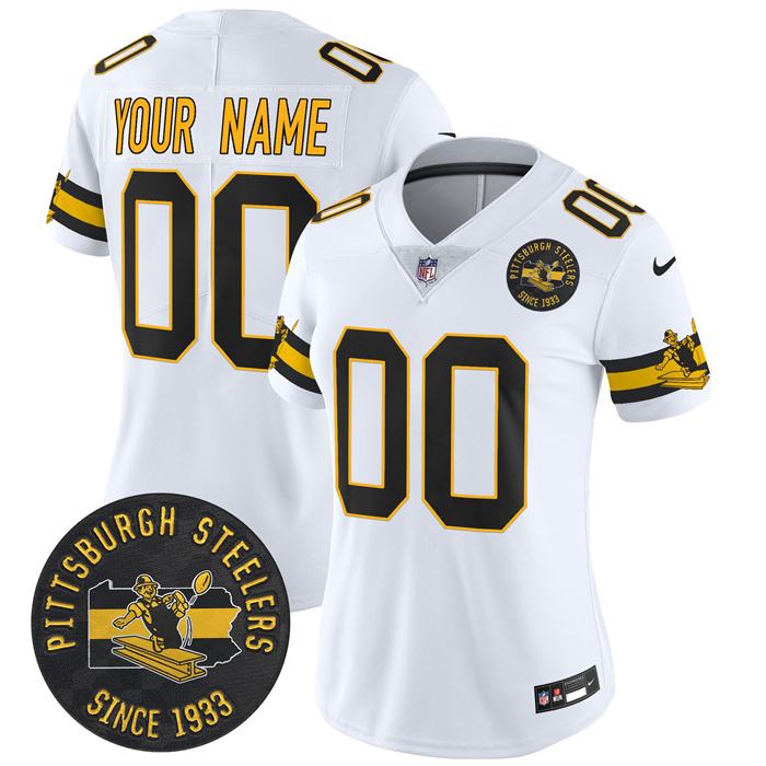Women's Pittsburgh Steelers Throwback 1933 Patch white Vapor Limited All Stitched Jersey