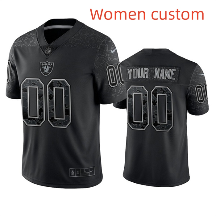 Women Las Vegas Raiders Active Player Custom Black Reflective Limited Stitched Football Jersey