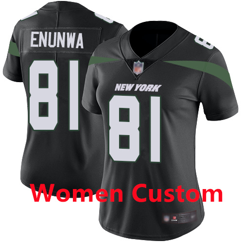 Custom Women's Jets Black Alternate Stitched Football Vapor Untouchable Limited Jersey