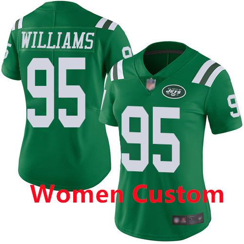 Custom Women's Jets White Stitched Football Rush Jersey