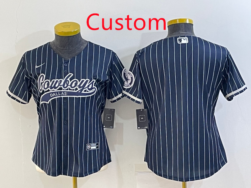 Women's Dallas Cowboys Blank Navy With Patch Cool Base Stitched Baseball Jersey(Run Small)