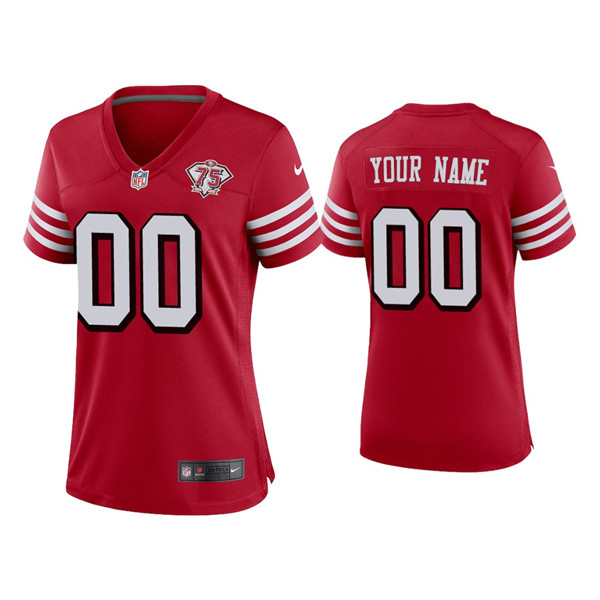 Custom 49ers 75th Anniversary Alternate Scarlet Jersey