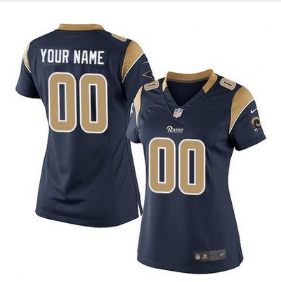 Women's Nike Los Angeles Rams Customized Limited Navy Blue Team Color NFL Jersey