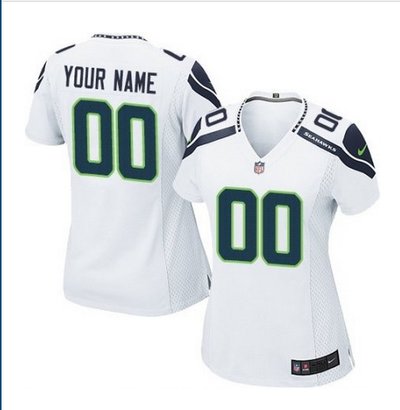 Women's Nike Seattle Seahawks Customized Elite White NFL Jersey