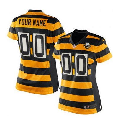 Women's Nike Pittsburgh Steelers Customized Limited YellowBlack Alternate 80TH Anniversary Throwback NFL Jersey