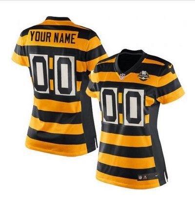Women's Nike Pittsburgh Steelers Customized Elite YellowBlack Alternate 80TH Anniversary Throwback NFL Jersey