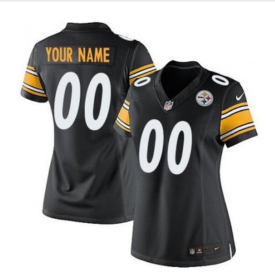 Women's Nike Pittsburgh Steelers Customized Elite Black Team Color NFL Jersey