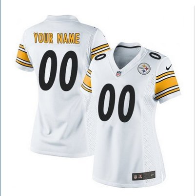 Women's Nike Pittsburgh Steelers Customized Elite White NFL Jersey