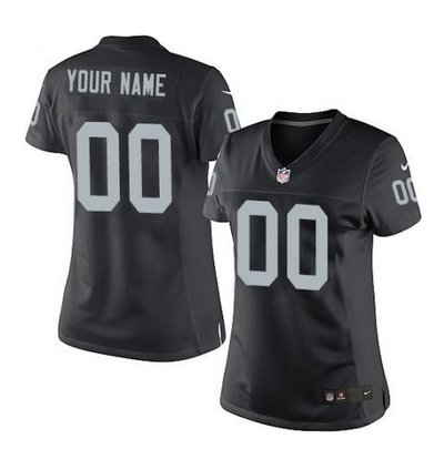 Women's Nike Oakland Raiders Customized Elite Black Team Color NFL Jersey