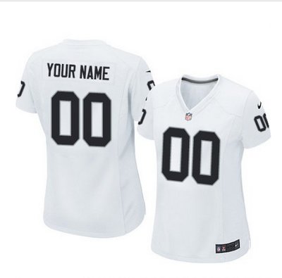 Women's Nike Oakland Raiders Customized Limited White NFL Jersey
