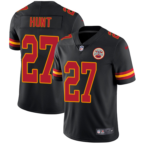 Nike Chiefs #27 Kareem Hunt Black Youth Stitched NFL Limited Rush Jersey Nike Chiefs #27 Kareem Hunt Black Youth Stitched NFL Limited Rush Jersey