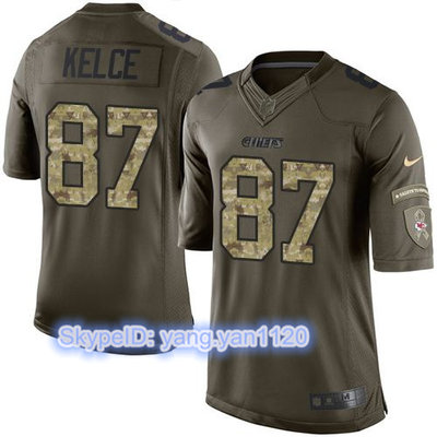 Nike Chiefs #87 Travis Kelce Green Youth Stitched NFL Limited Salute to Service Jersey