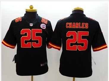Youth NEW Chiefs #25 Jamaal Charles Black Alternate NFL Limited Jersey