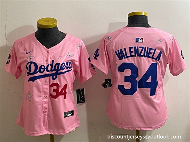 Youth Los Angeles Dodgers #34 Fernando Valenzuela Pink 2025 Tokyo Series Limited Stitched Baseball Jersey