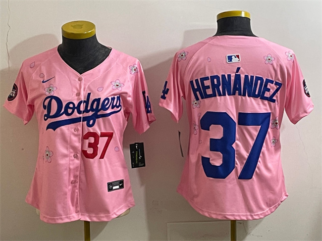 Youth Los Angeles Dodgers #37 Teoscar Hernández Pink 2025 Tokyo Series Limited Stitched Baseball Jersey Youth Los Angeles Dodgers #37 Teoscar Hernández Pink 2025 Tokyo Series Limited Stitched Baseball Jersey