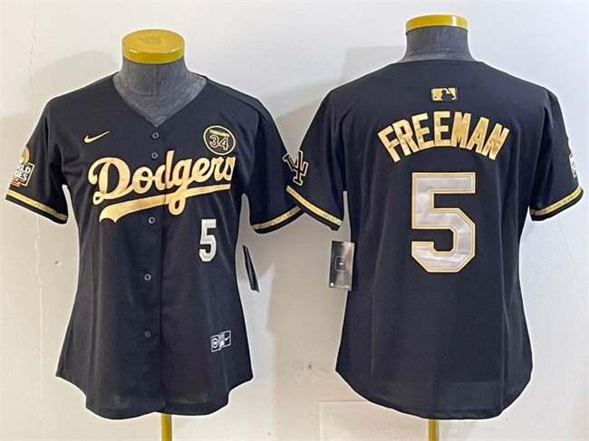 Youth Los Angeles Dodgers #5 Freddie Freeman Black Gold 2024 World Series With Fernando Patch Vapor Limited Stitched Baseball Jersey Youth Los Angeles Dodgers #5 Freddie Freeman Black Gold 2024 World Series With Fernando Patch Vapor Limited Stitched Baseball Jersey
