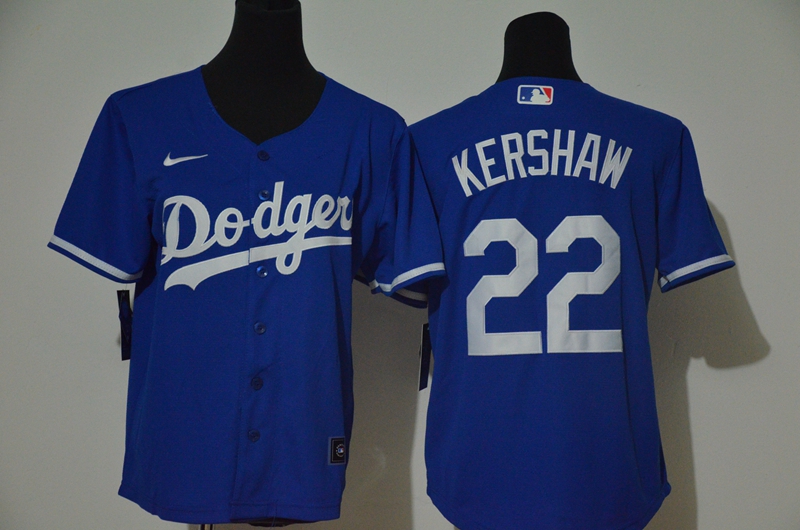 Youth Dodgers 22 Clayton Kershaw Royal Youth Nike Cool Base Jersey