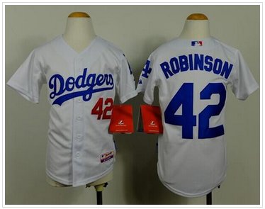 Youth MLB Dodgers #42 Jackie Robinson White Cool Base Baseball Jersey