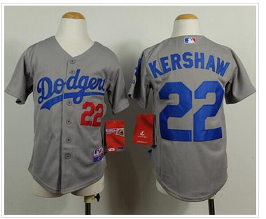 Youth MLB Los Angeles Dodgers #22 Clayton Kershaw Grey Cool Base Stitched Baseball Jersey Youth MLB Los Angeles Dodgers #22 Clayton Kershaw Grey Cool Base Stitched Baseball Jersey