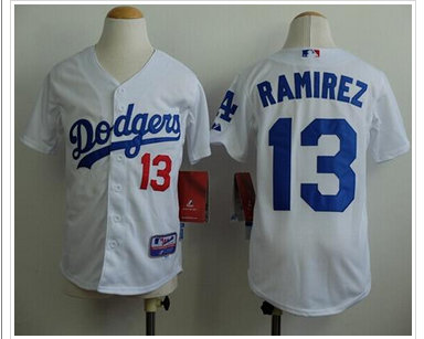 Youth MLB Los Angeles Dodgers #13 Hanley Ramirez White Cool Base Stitched Baseball Jersey