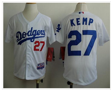 Youth MLB Los Angeles Dodgers #27 Matt Kemp White Cool Base Stitched Baseball Jersey